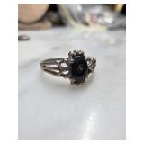 Sterling Silver Size 6 Ring with Black Stone