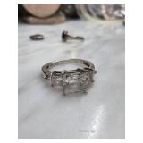 Sterling Silver Size 7.5 Three-Stone Ring