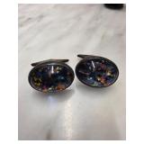 JGC Sterling Silver Cufflinks with Colorful Inlay