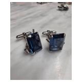 Destino Sterling Silver Blue Stone Cufflinks
