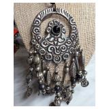 Metal Pendant Necklace With Dangle Charms