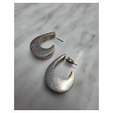 Sterling Silver Crescent Hoop Earrings