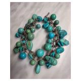 Dyed Turquoise Bead Charm Bracelet
