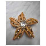 St. John Gold-Tone Starfish Brooch with Crystals