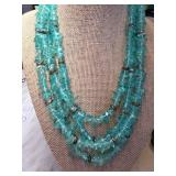 Multi-Strand Turquoise-Colored Bead Necklace