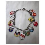 800 Silver European Enamel Charm Bracelet