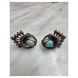 Sterling Silver Screw-Back Earrings with Turquoise