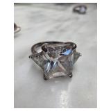 Sterling Silver Sz 8 Three-Stone Ring