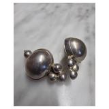 Sterling Silver Dangle Earrings with Domed Design