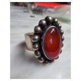Sterling Silver Size 8 Ring With Carnelian