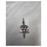Sterling Silver RN Caduceus Pendant