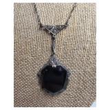 Sterling Silver and Marcasite Pendant Necklace