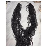 Multi-Strand Black Beaded Necklace