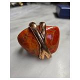 Barse Spongy Orange Coral Ring Size 8