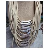 Multi-Strand Cream Cord Necklace With Metal Accent