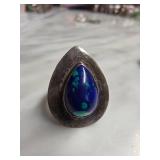Sterling Silver and Azurite Ring Sz 6.5