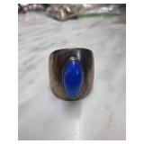 Sterling Silver Ring With Blue Stone, Sz 8