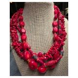 Sterling Silver and Coral Multi-Strand Necklace