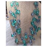 Multistrand Necklace With Blue Glass Beads