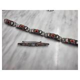 Older Italy Micromosaic Bracelet and Brooch Set