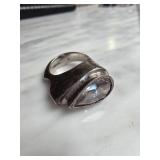Sterling Silver Ring with Clear Stone, Sz 6