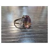 Sterling Silver Ring with Pear-Cut Stone