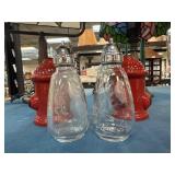 Etched Glass Shakers With Metal Tops