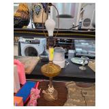 Amber Glass and Metal Table Lamp Base