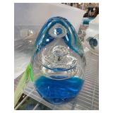 Handcrafted Blue Glass Paperweight