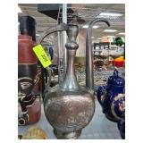 Engraved Metal Ewer With Ornamental Design