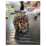 14k HGE Gold-Plated Ring with Purple Stone