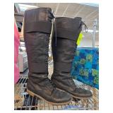 Black Knee-High Lace-Up Boots