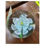 Glass Paperweight With Flower Design