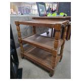 Wooden Three-Tier Cart with Casters