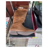 Cognac Knee-High Boots, Size 10