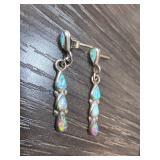 Sterling Silver and Opal Drop Earrings