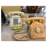 Two Vintage Telephones in Beige Finish