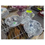 Silver-Tone Leaf Motif Divided Serving Dish