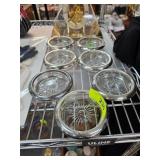 Six Silverplate and Glass Coasters