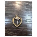 Gold-Fill Heart Pendant With Crucifix Design