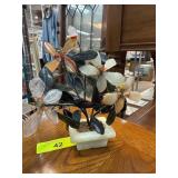 Gemstone Floral Sculpture with Stone Base