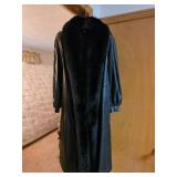 Black Genuine Leather Coat With Fur Trim