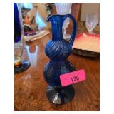 Cobalt Blue Glass Pitcher with Handle