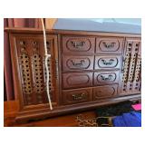 Wood Jewelry Box With Multiple Drawers and Cane Pa