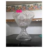 Crystal Pedestal Compote With Starburst Design