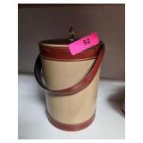 Beige and Brown Ice Bucket with Handle