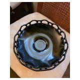 Black Amethyst Glass Bowl With Pierced Edge
