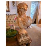 Sculpted Bust of Woman and Child in Gold Tones