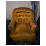 Tufted Velvet Armchair in Mustard Yellow