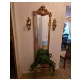Gold Wall Mirror With Matching Candleholders